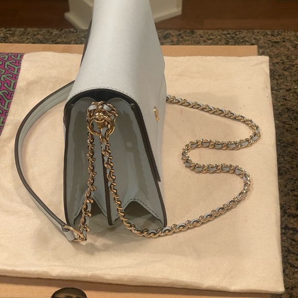 Lightly used Tori Burch light blue purse. Beautiful condition. $150 - Picture 6 of 9
